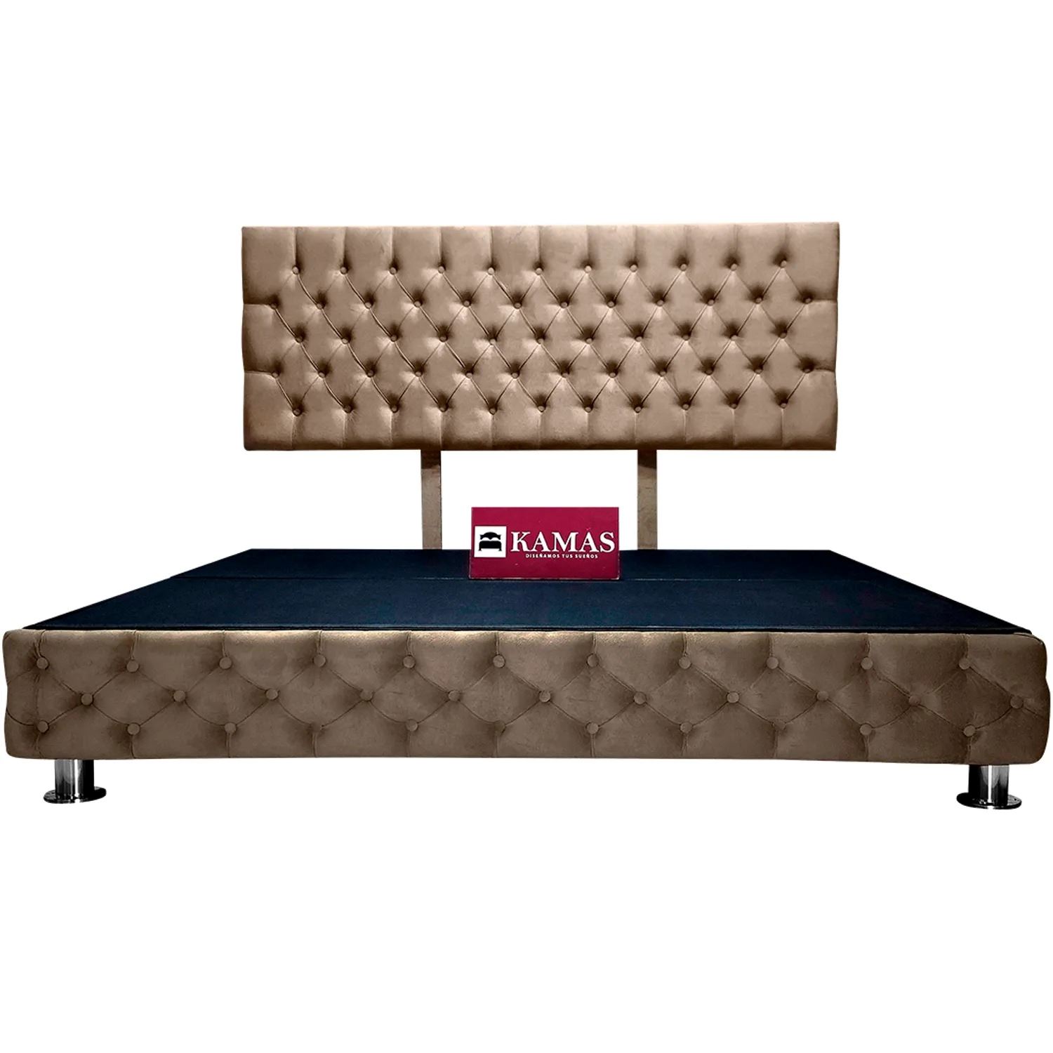 CAMA TARIMA KAMAS KING + CABECERA AÉREA CAPITONEADO - CAMELL